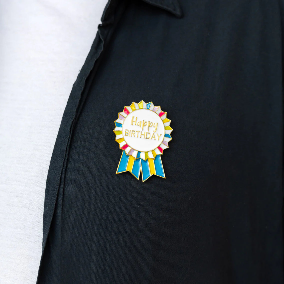 Colourful Enamel "Happy Birthday" Badge